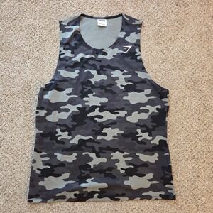Gymshark Arrival Camo Tank Top Mens Large Grey Black Camouflage Mesh A2A10